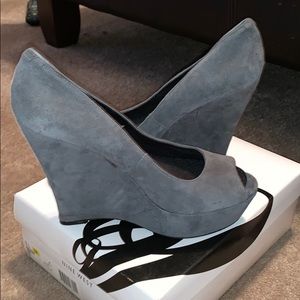 Never Worn Suede Gray Wedges from Nine West